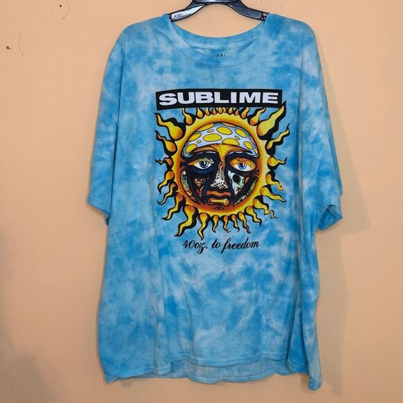 XXXL SUBLIME Official Sun Logo T-Shirt Blue Tie Dye Splatter Men’s - Picture 1 of 4